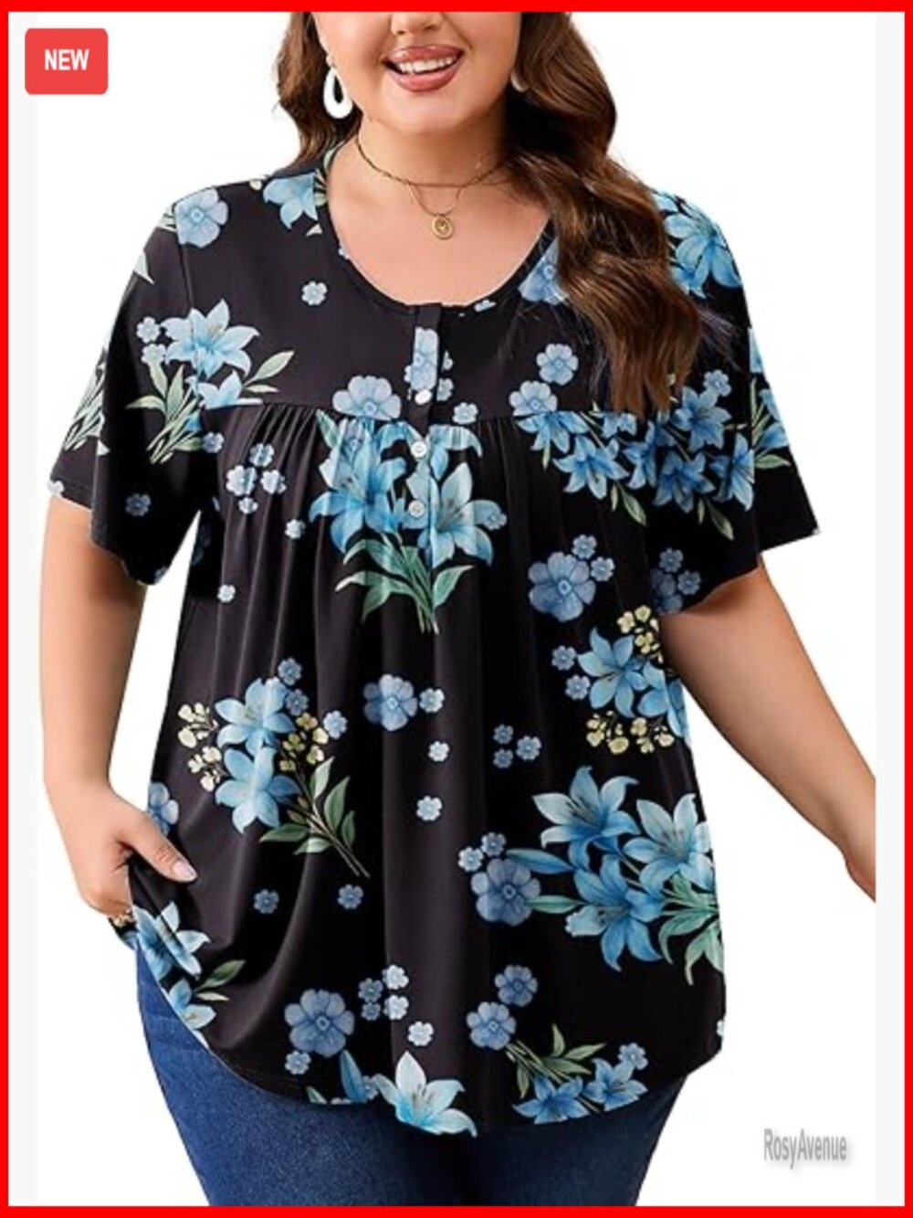 Plus Size Pleated Babydoll Tunic Top Short Sleeve Flowy Blouse for Leggings